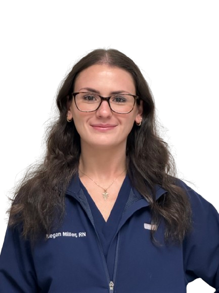 Professional portrait of Megan Miller wearing navy clinical attire